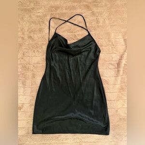 H&M Black Satin Cowl Neck Mini Dress